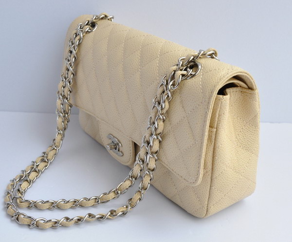 Chanel 2.55 Quilted Flap Bag 1112 Beige with Silver Hardware