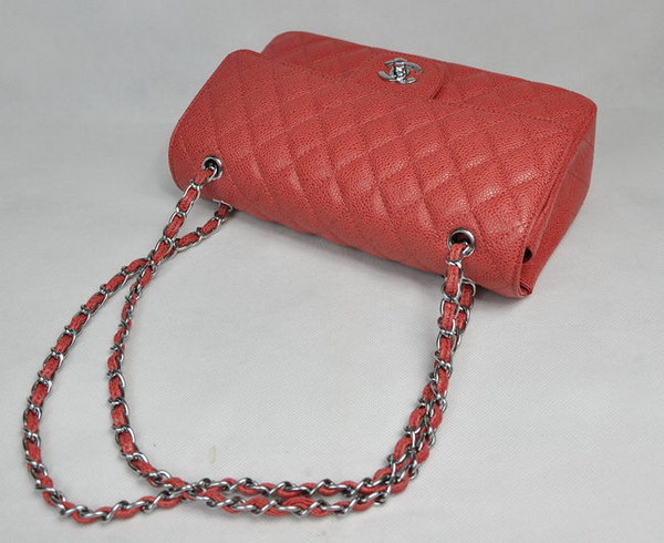 Chanel 2.55 Quilted Flap Bag 1112 Red with Silver Hardware