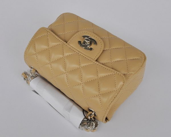 Chanel Classic Apricot Lambskin Silver Chain Quilted Flap Bag 1115