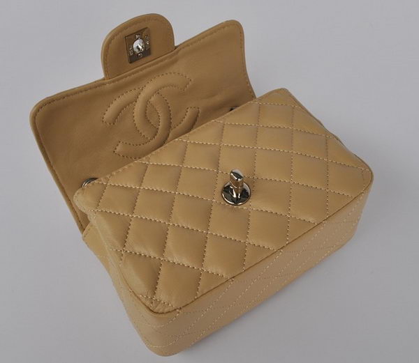 Chanel Classic Apricot Lambskin Silver Chain Quilted Flap Bag 1115