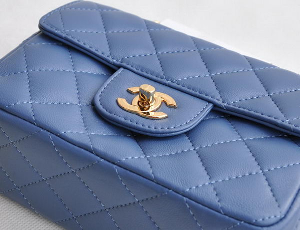 Chanel Classic Blue Lambskin Golden Chain Quilted Flap Bag 1115