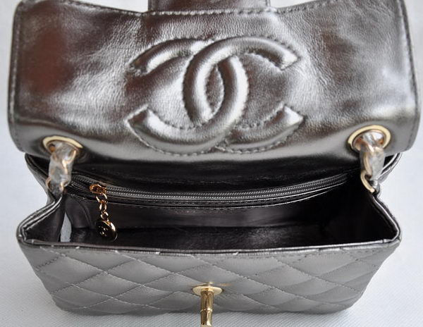 Chanel Classic Iron Gray Lambskin Golden Chain Quilted Flap Bag 1115