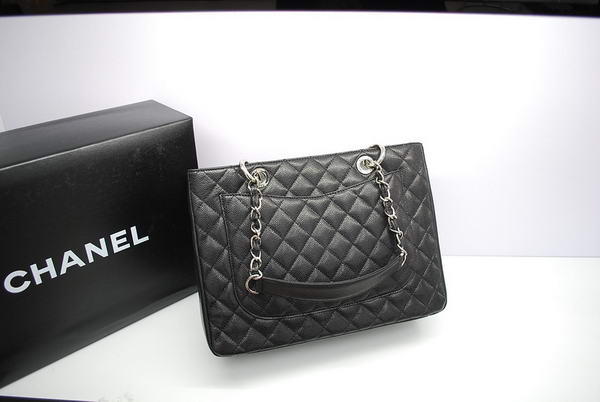Chanel GST Caviar Leather Coco Bag A36092 Black Silver