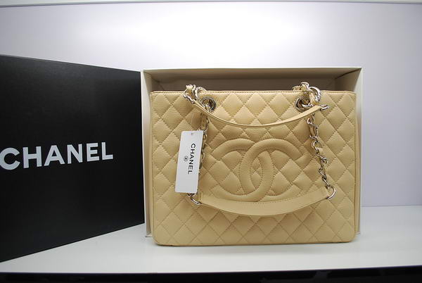 Hot Style Chanel GST Caviar Leather Coco Bag A36092 Cream Silver