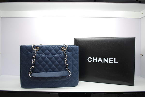 Chanel GST Caviar Leather Coco Bag A36092 Dark Blue Silver