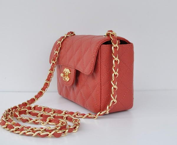 Cheap Chanel Classic mini Flap Bag 1115 Red Leather Golden Hardware