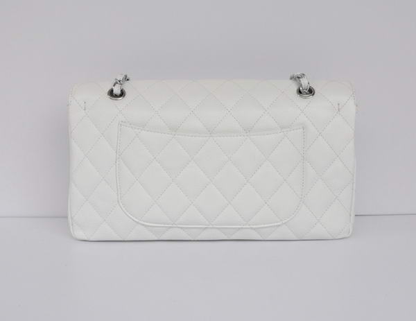 Cheap Chanel 2.55 Series Flap Bag 1113 White Leather Silver Hardware