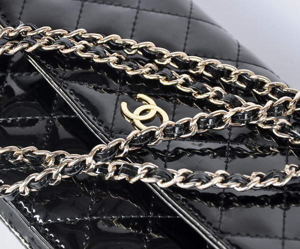 Cheap Chanel Mini Flap Bag A33814 Black Patent Golden