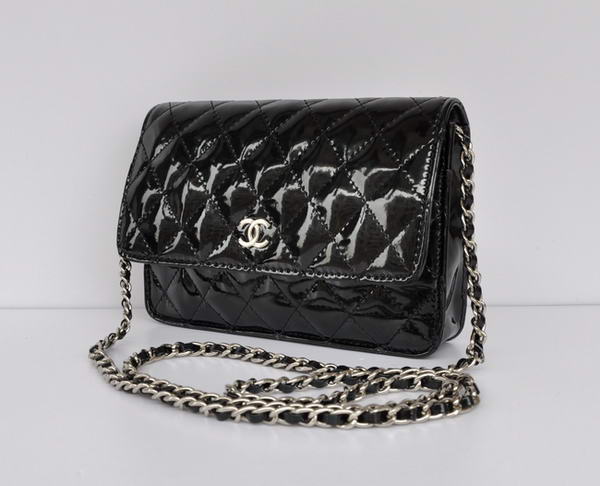 Cheap Chanel Mini Flap Bag A33814 Black Patent Silver