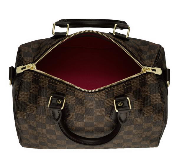 Louis Vuitton Damier Ebene Canvas Speedy 25 With Shoulder Strap N41181