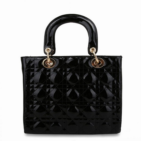 Dior Tote Bags Patent Leather Black 6301