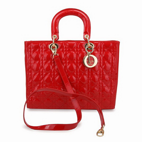 Dior Tote Bags Patent Leather Red 44561