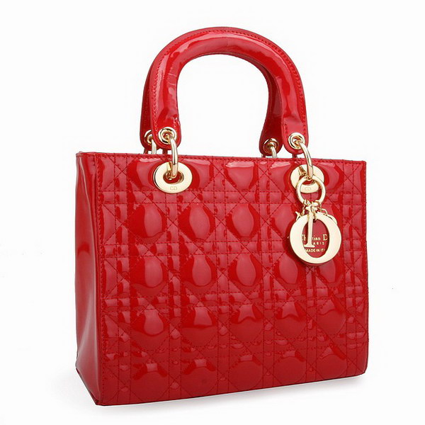 Dior Tote Bags Patent Leather Red 6301