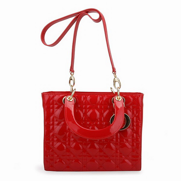 Dior Tote Bags Patent Leather Red 6301