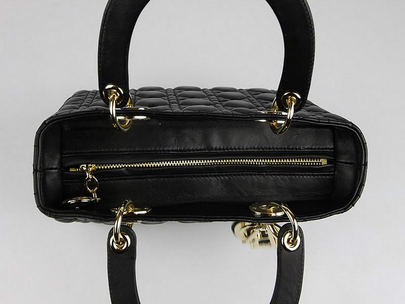 Christian Dior Lambskin Bags Lady Dior Bag CAL44550 Black Golden