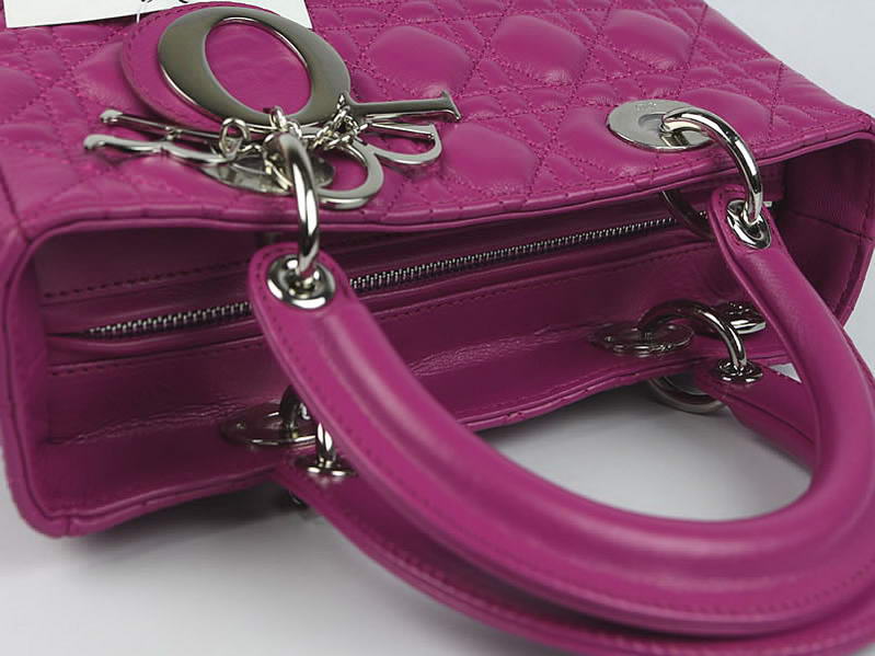 Christian Dior Lambskin Bags Lady Dior Bag CAL44550 Purple Silver