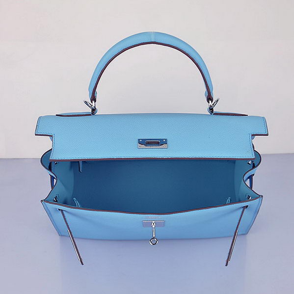 Hermes Kelly 32cm Bags Togo Leather Light Blue