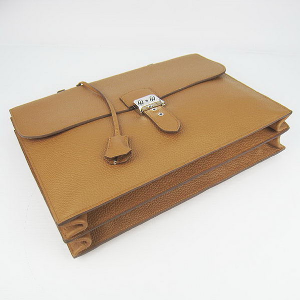 Hermes Sac Depeche 38cm Briefcase Clemence Camel