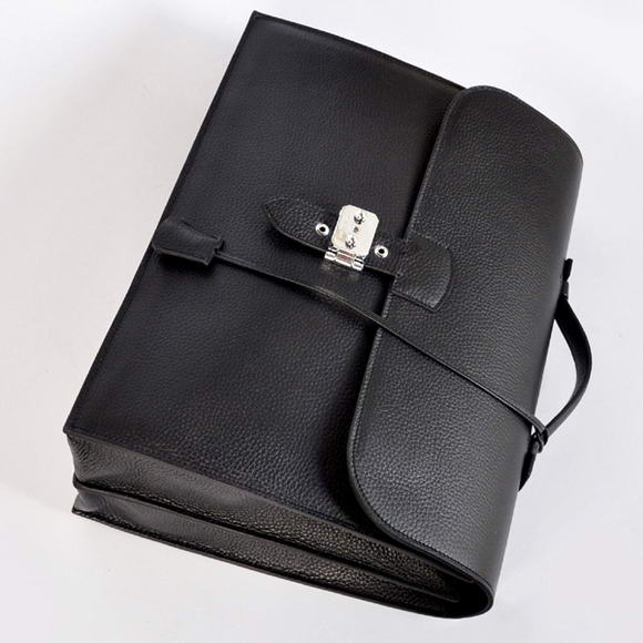 Hermes Sac Depeche 38cm Briefcase Clemence Black