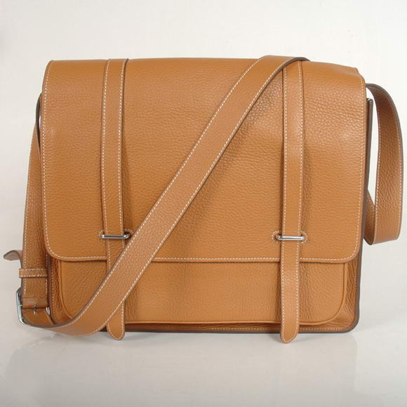 Hermes Steve 35CM Messenger Bag Clemence Leather Camel