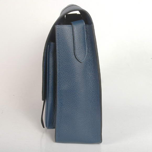 Hermes Steve 35CM Messenger Bag Clemence Leather Dark Blue