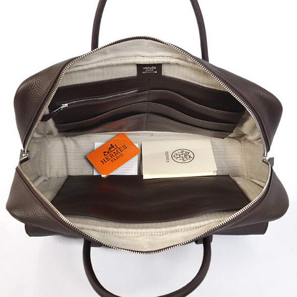 Hermes Steve 38CM Travel Bag Clemence Leather Brown