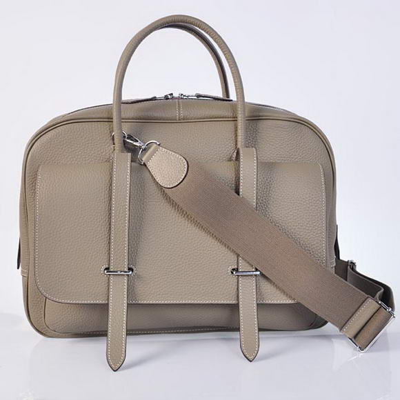 Hermes Steve 38CM Travel Bag Clemence Leather Grey