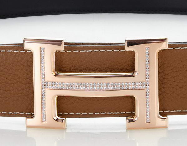 Hermes Belts Original Leather Diamond Everose Ochre