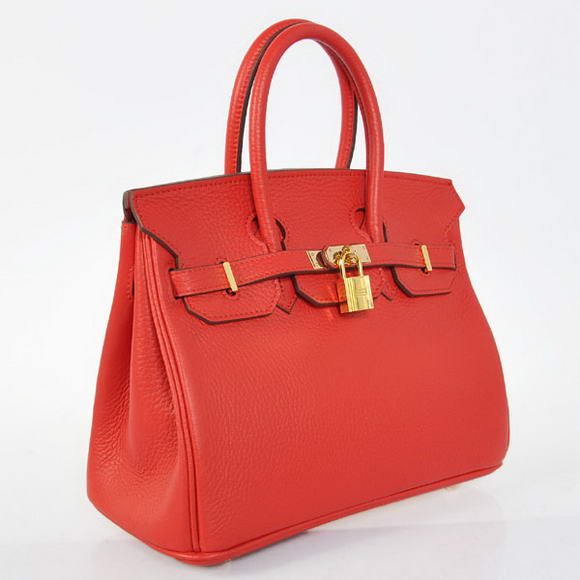 Hermes Birkin 25CM Tote Bags Togo Leather Red Godlen