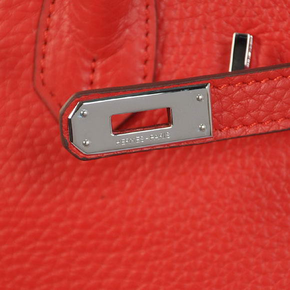 Hermes Birkin 25CM Tote Bags Togo Leather Red Silver