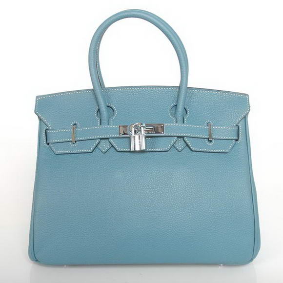 Hermes Birkin 30CM Tote Bags Smooth Togo Leather Blue