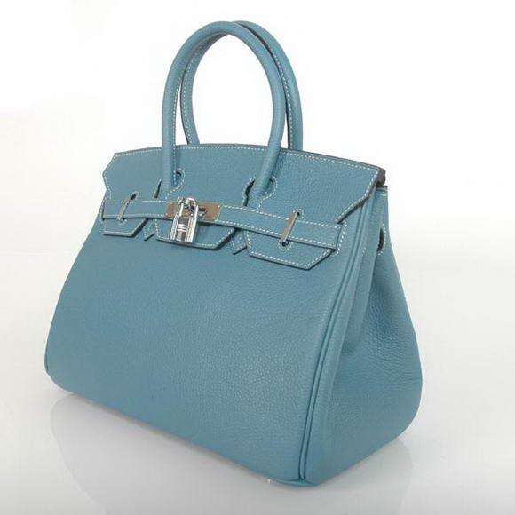 Hermes Birkin 30CM Tote Bags Smooth Togo Leather Blue