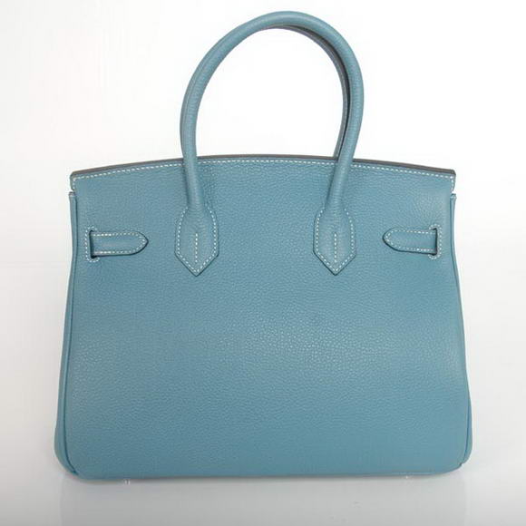 Hermes Birkin 30CM Tote Bags Smooth Togo Leather Blue