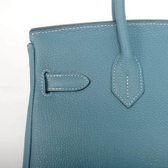 Hermes Birkin 30CM Tote Bags Smooth Togo Leather Blue