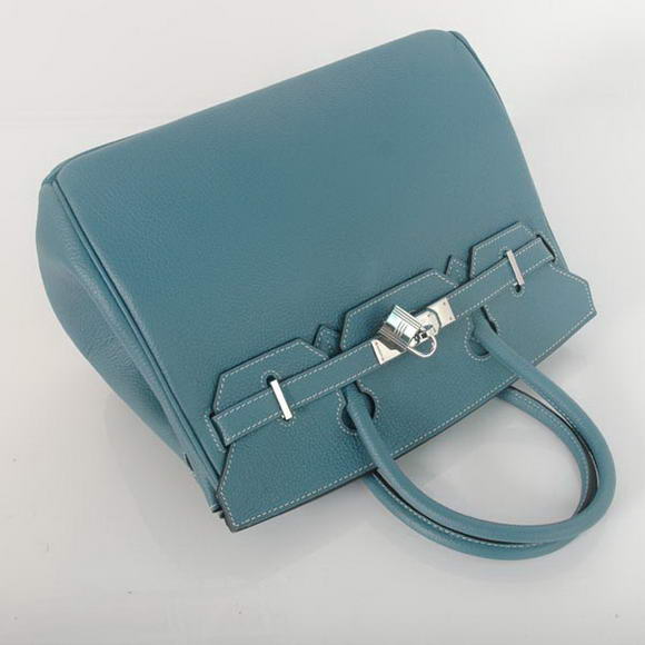 Hermes Birkin 30CM Tote Bags Smooth Togo Leather Blue