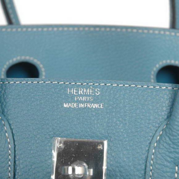 Hermes Birkin 30CM Tote Bags Smooth Togo Leather Blue