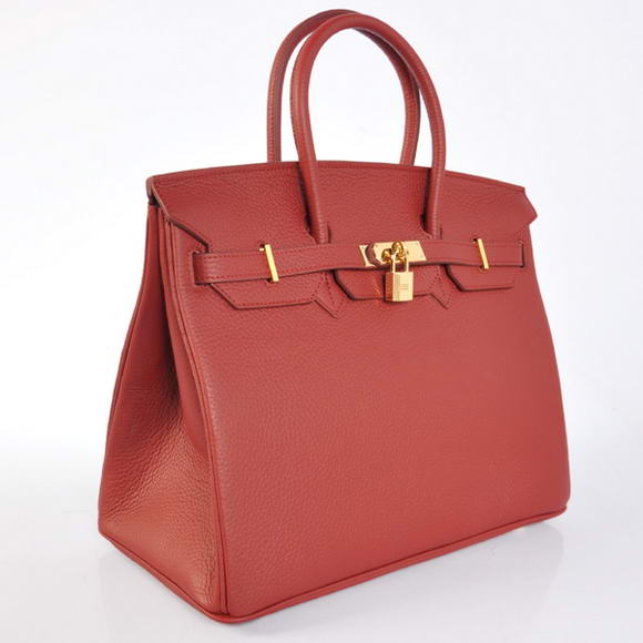 Hermes Birkin 35CM Tote Bags Togo Leather Bordeaux Golden