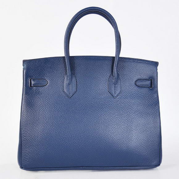 Hermes Birkin 35CM Tote Bags Togo Leather Dark Blue Silver