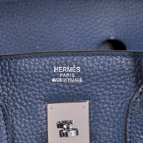 Hermes Birkin 35CM Tote Bags Togo Leather Dark Blue Silver