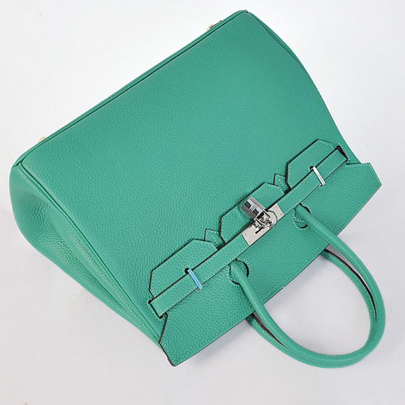 Hermes Birkin 35CM Tote Bags Togo Leather Green Silver