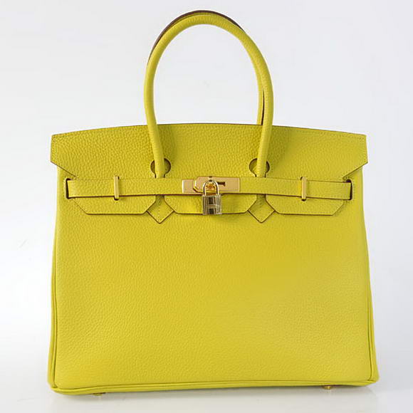 Hermes Birkin 35CM Tote Bags Togo Leather Lemon Golden