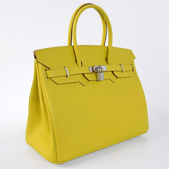 Hermes Birkin 35CM Tote Bags Togo Leather Lemon Silver