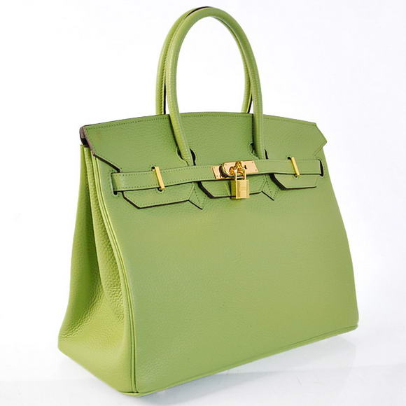 Hermes Birkin 35CM Tote Bags Togo Leather Light Green Golden