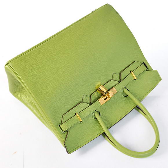 Hermes Birkin 35CM Tote Bags Togo Leather Light Green Golden