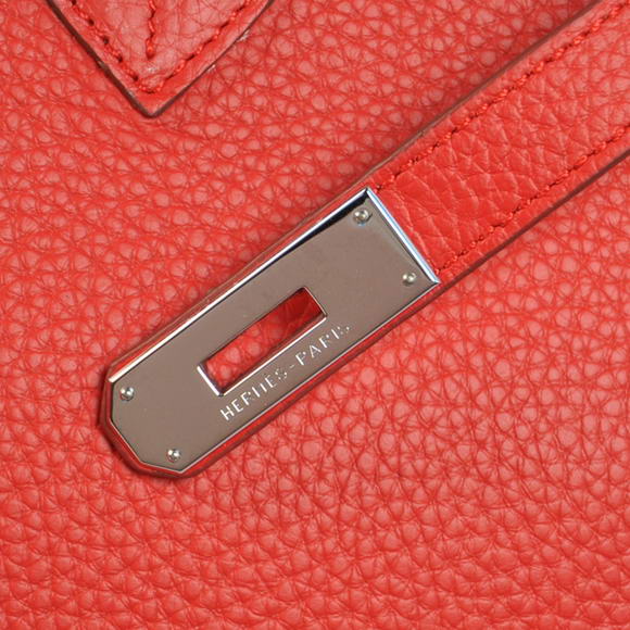 Hermes Birkin 35CM Tote Bags Togo Leather Red Silver