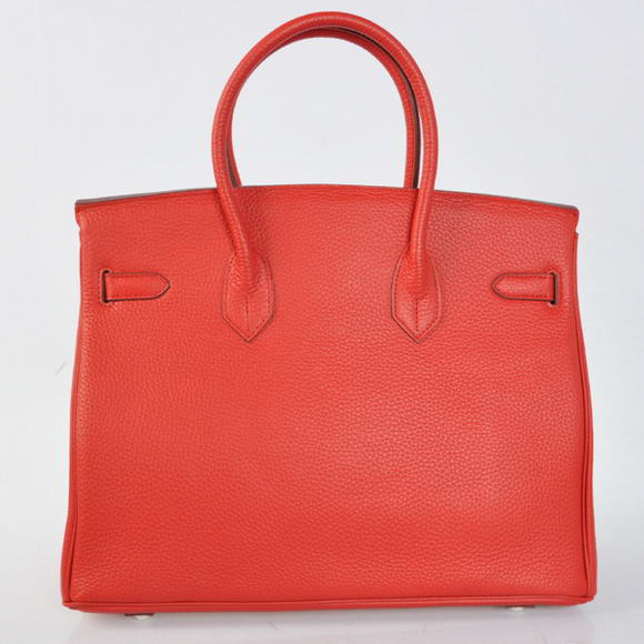 Hermes Birkin 35CM Tote Bags Togo Leather Red Silver