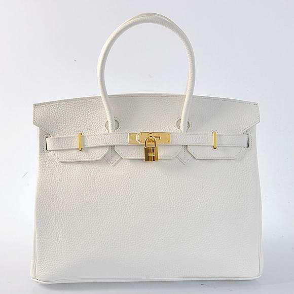 Hermes Birkin 35CM Tote Bags Togo Leather White Golden