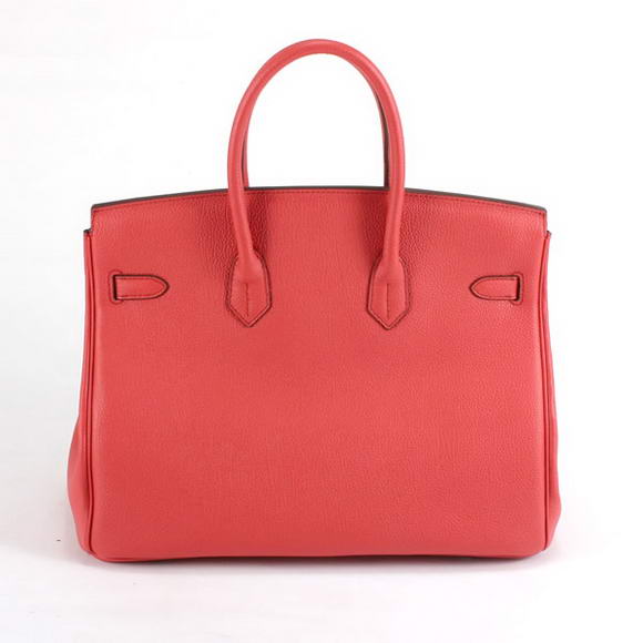 Hermes Birkin 35CM Smooth Leather Handbag 6089 Red Golden