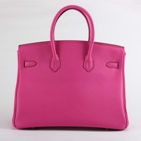 Hermes Birkin 35CM Smooth Leather Handbag 6089 Rose Silver