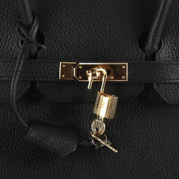 Hermes Birkin 35CM Togo Leather Handbag 6089 Black Golden